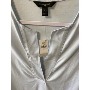 Banana Republic Sleeveless Baby Blue Dress Shirt Keyhole X Large